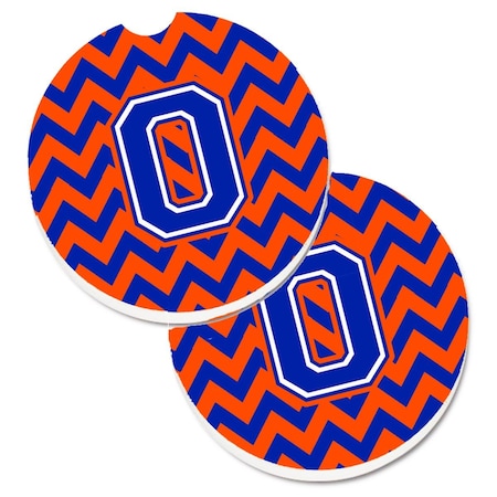 Carolines Treasures Letter O Chevron Orange and Blue Cup Holder Car Coaster, PK2 CJ1044-OCARC